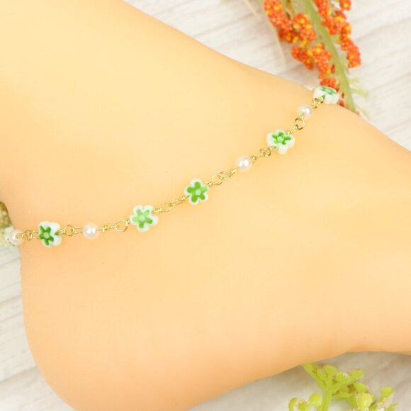 "Handmade Anklet – Elegant & Delicate Jewelry for Women | UNVRC1481 - Picture 3 of 10